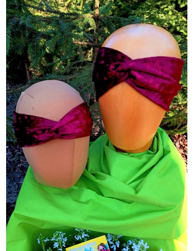 Zestaw opasek z węzłem (welur-bordo)