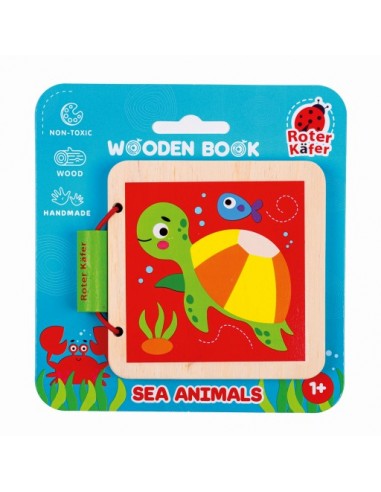 Wooden book. Sea animals