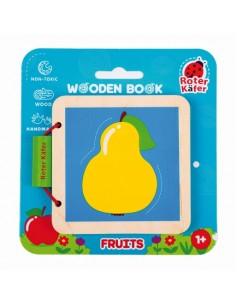 Wooden book. Fruits